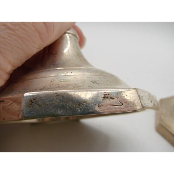 Lot of 2 Octagonal Candle Stick Holders Made in India Stamped 7"H Silver Plated - Picture 6 of 12
